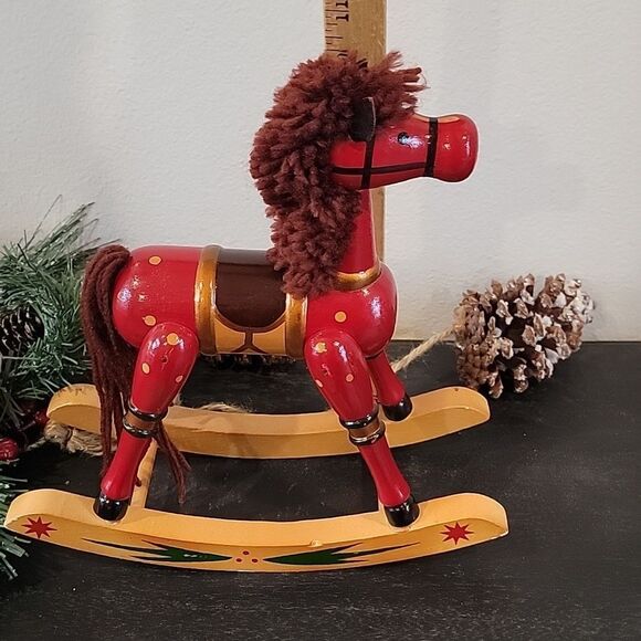 Christmas wooden rocking horse toy vintage handpainted - Picture 5 of 9